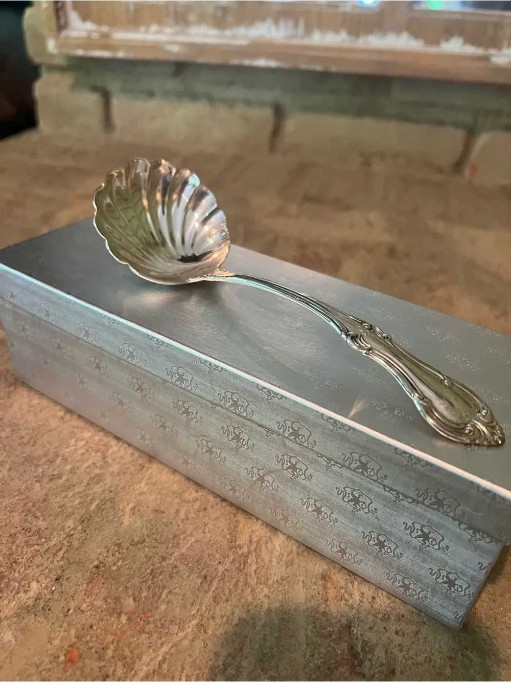 Joan of Arc Sterling Silver Gravy Ladle- International Silver. new in box.